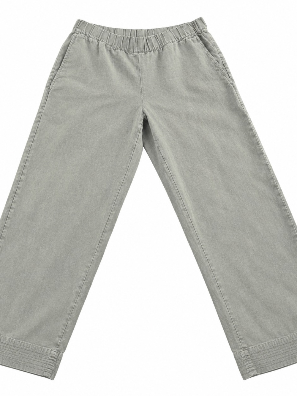 Pure Jill J.Jill 100% Linen Cropped Wide Leg Pants M Sage Green Elastic Waist
